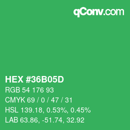 カラーコード: HEX #36B05D | qconv.com