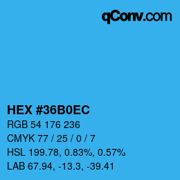 Color code: HEX #36B0EC | qconv.com