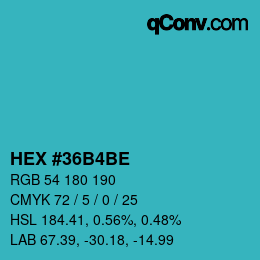 Color code: HEX #36B4BE | qconv.com