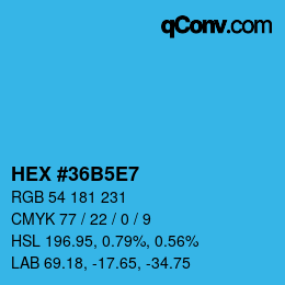 Farbcode: HEX #36B5E7 | qconv.com