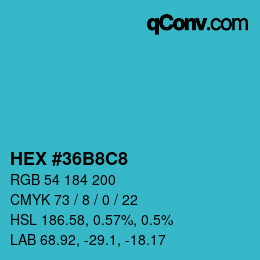 Color code: HEX #36B8C8 | qconv.com
