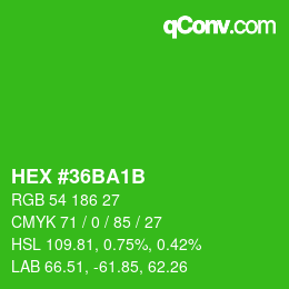 Color code: HEX #36BA1B | qconv.com