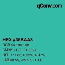 Color code: HEX #36BAA8 | qconv.com