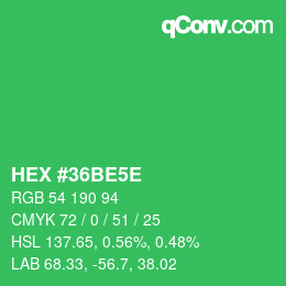 Color code: HEX #36BE5E | qconv.com