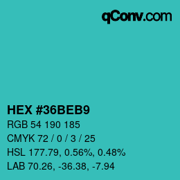 Color code: HEX #36BEB9 | qconv.com