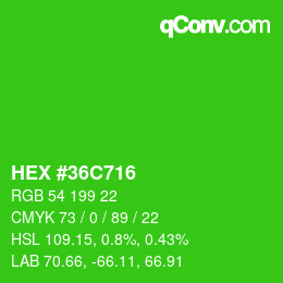 颜色代码: HEX #36C716 | qconv.com
