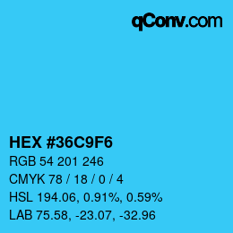Color code: HEX #36C9F6 | qconv.com