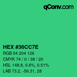 Color code: HEX #36CC7E | qconv.com