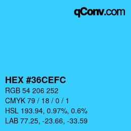 Color code: HEX #36CEFC | qconv.com
