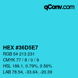 Color code: HEX #36D5E7 | qconv.com