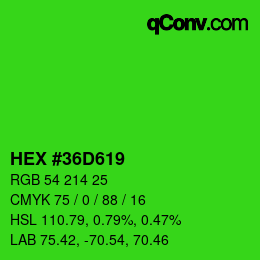 Color code: HEX #36D619 | qconv.com