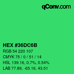 カラーコード: HEX #36DC6B | qconv.com