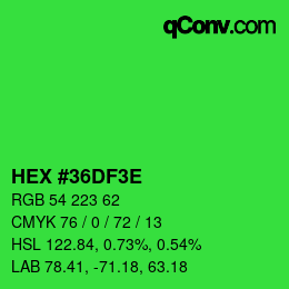 Color code: HEX #36DF3E | qconv.com