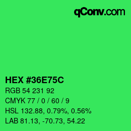 Color code: HEX #36E75C | qconv.com