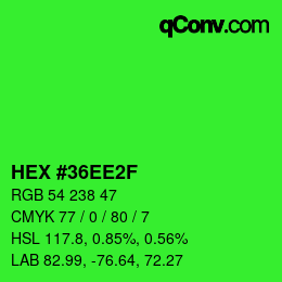 颜色代码: HEX #36EE2F | qconv.com