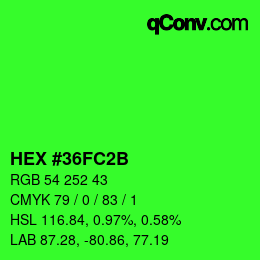 Color code: HEX #36FC2B | qconv.com