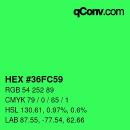 Color code: HEX #36FC59 | qconv.com