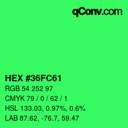 颜色代码: HEX #36FC61 | qconv.com