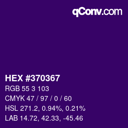 カラーコード: HEX #370367 | qconv.com