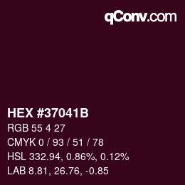 Color code: HEX #37041B | qconv.com