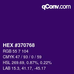 カラーコード: HEX #370768 | qconv.com