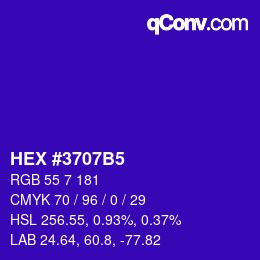 カラーコード: HEX #3707B5 | qconv.com