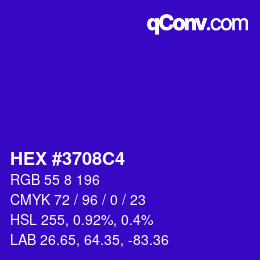 カラーコード: HEX #3708C4 | qconv.com