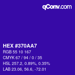 カラーコード: HEX #370AA7 | qconv.com
