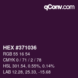颜色代码: HEX #371036 | qconv.com