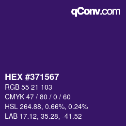 颜色代码: HEX #371567 | qconv.com