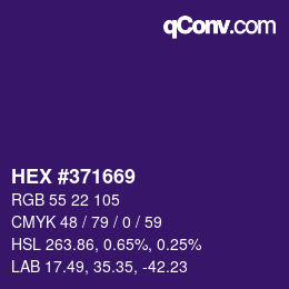 カラーコード: HEX #371669 | qconv.com