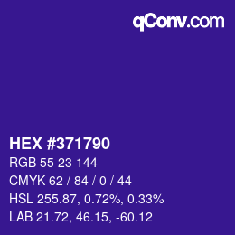 カラーコード: HEX #371790 | qconv.com