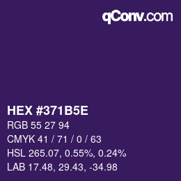 Code couleur: HEX #371B5E | qconv.com