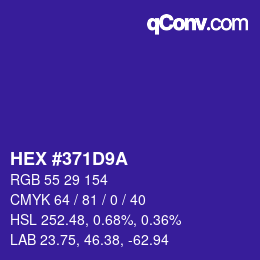 Color code: HEX #371D9A | qconv.com