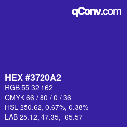 Color code: HEX #3720A2 | qconv.com