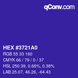 颜色代码: HEX #3721A0 | qconv.com