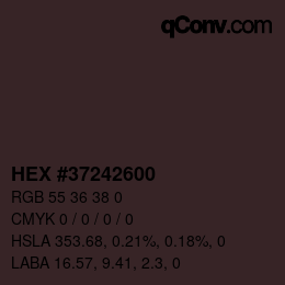 Color code: HEX #37242600 | qconv.com