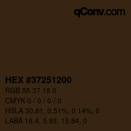 颜色代码: HEX #37251200 | qconv.com