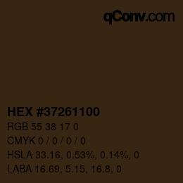 Color code: HEX #37261100 | qconv.com