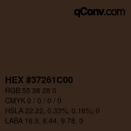 Color code: HEX #37261C00 | qconv.com