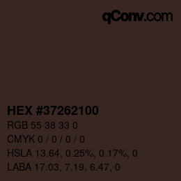 Color code: HEX #37262100 | qconv.com