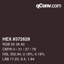 Code couleur: HEX #372628 | qconv.com