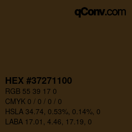 Color code: HEX #37271100 | qconv.com