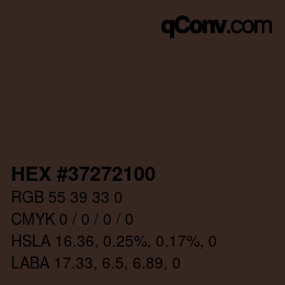 Color code: HEX #37272100 | qconv.com