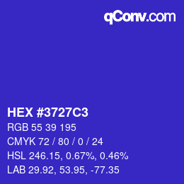 カラーコード: HEX #3727C3 | qconv.com