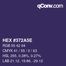 Color code: HEX #372A5E | qconv.com