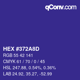 颜色代码: HEX #372A8D | qconv.com