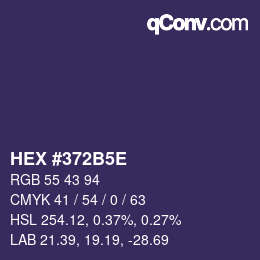Code couleur: HEX #372B5E | qconv.com