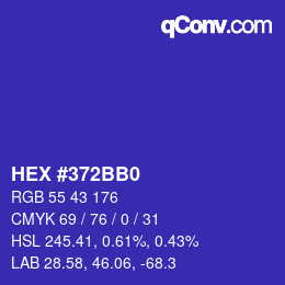 颜色代码: HEX #372BB0 | qconv.com