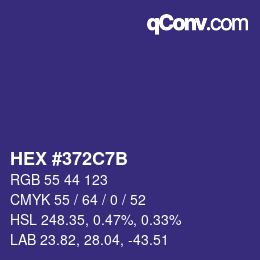 Color code: HEX #372C7B | qconv.com
